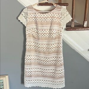 Eliza J Cream Lace Mini Dress